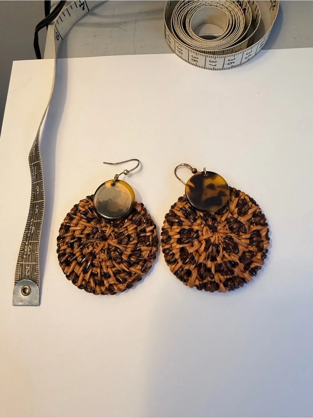 Woven Round Drop Earring in Brown and Black - Women Accessories